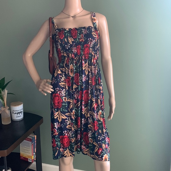 Fashiqn Dresses & Skirts - Navy Sundress With Floral Pattern